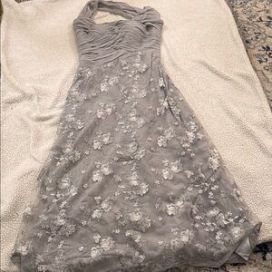 Elegant Gray Floral Lace Dress